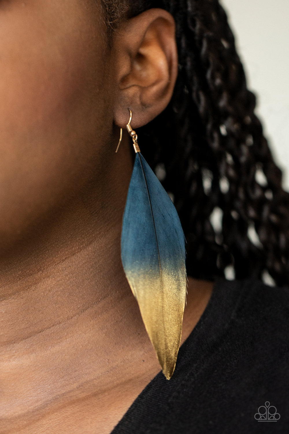 Paparazzi Accessories-Fleek Feathers Blue Earrings