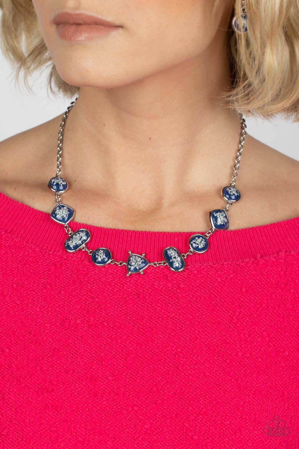 Paparazzi Accessories-Fleek and Flecked Blue Speckled Bead Necklace Set
