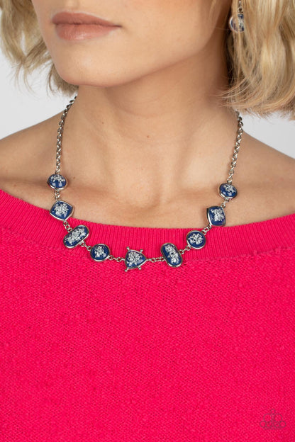 Paparazzi Accessories-Fleek and Flecked Blue Speckled Bead Necklace Set