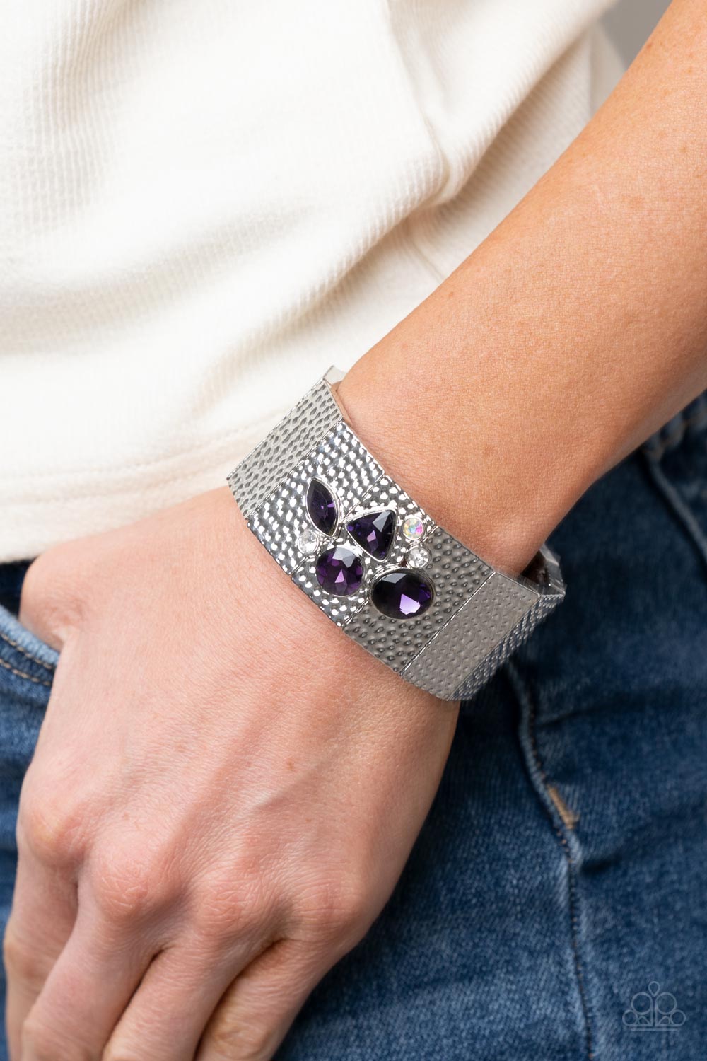 Paparazzi Accessories-Flickering Fortune Purple Iridescent Bracelet