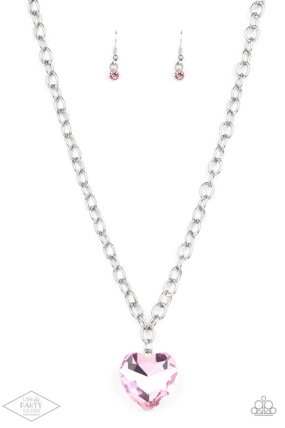 Paparazzi Accessories-Flirtatiously Flashy Pink Heart Necklace Set