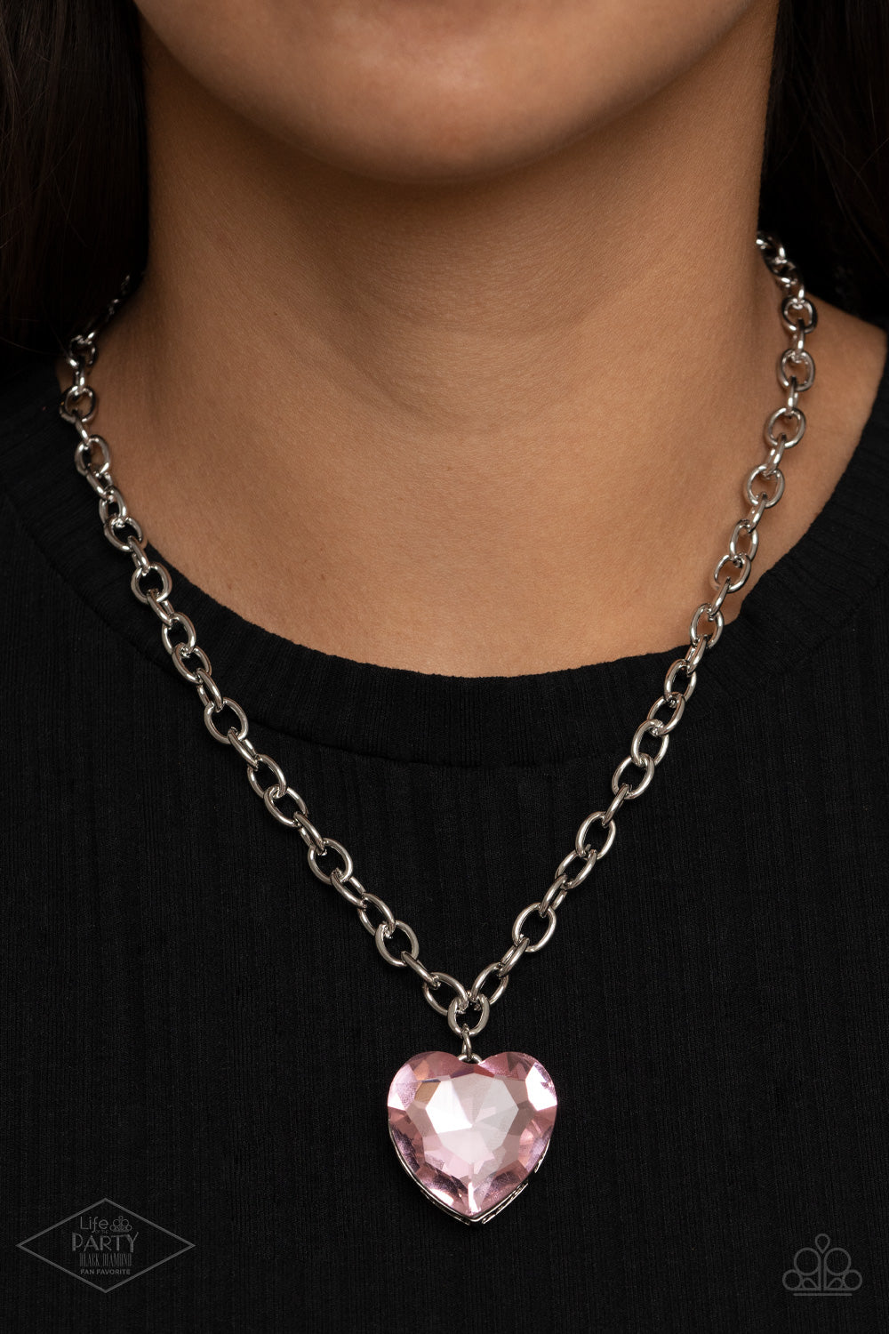 Paparazzi Accessories-Flirtatiously Flashy Pink Heart Necklace Set