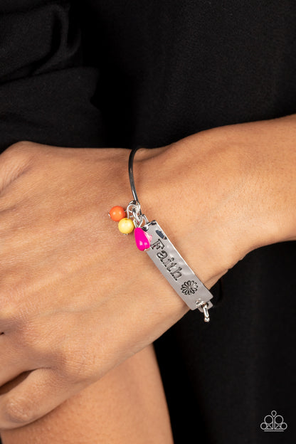 Paparazzi Accessories-Flirting with FAITH Pink Inspirational Bracelet