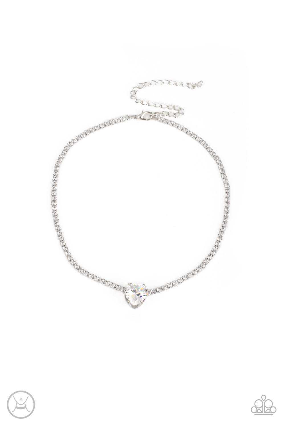Paparazzi Accessories-Flirty Fiance' White Dainty Heart Necklace Set