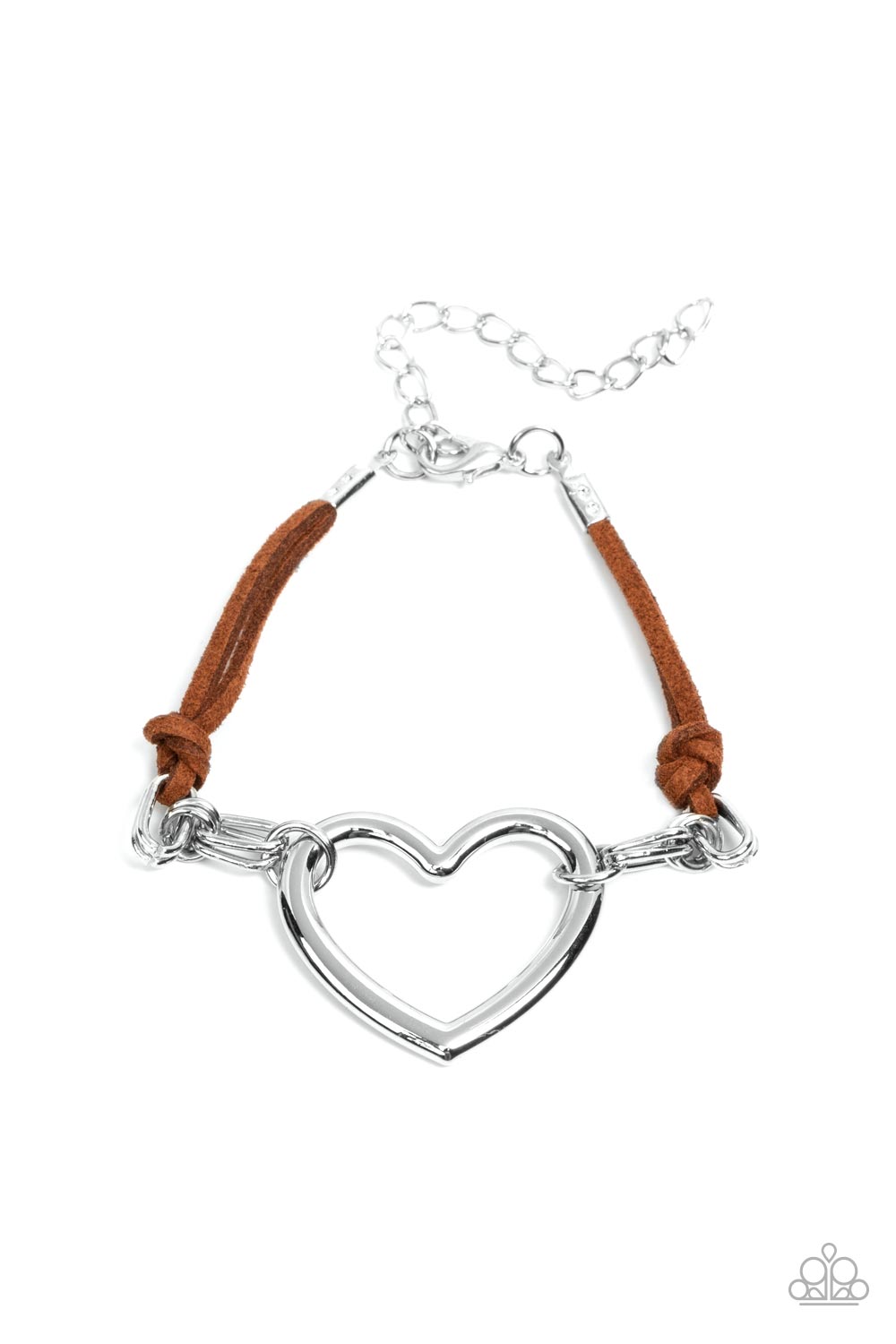 Paparazzi Accessories-Flirty Flavour Brown Suede Heart Shaped Bracelet