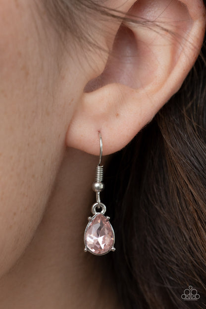 Paparazzi Accessories-Floral Fashion Show Pink Leafy Silver Necklace Set