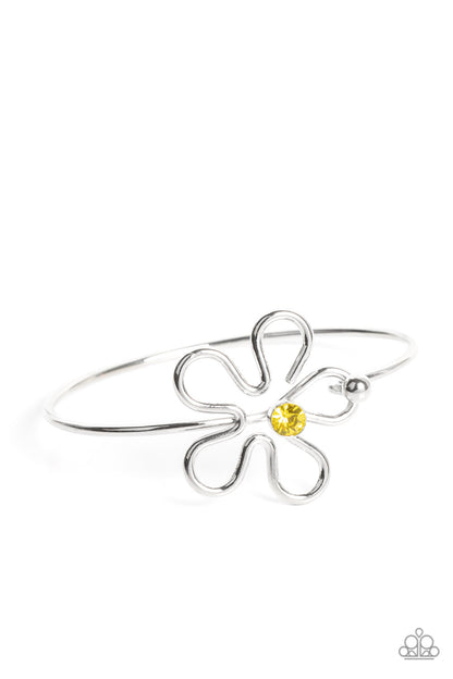 Paparazzi Accessories-Floral Innovation Yellow Daffodil Rhinestone Bracelet