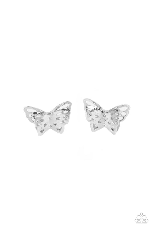 Paparazzi Accessories-Flutter Fantasy Two-Layered Silver Earrings