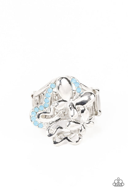 Paparazzi Accessories-Fluttering Flashback Blue Opal Butterfly Ring