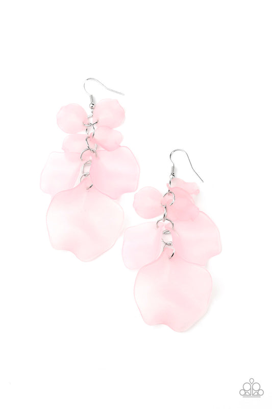 Paparazzi Accessories-Fragile Florals Pink Petal Earrings