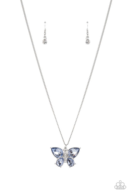 Paparazzi Accessories-Free-Flying Flutter Blue Teardrop Necklace Set