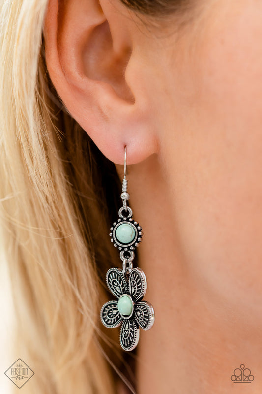 Paparazzi Accessories-Free-Spirited Flourish Blue 2022 FF Flower Earrings