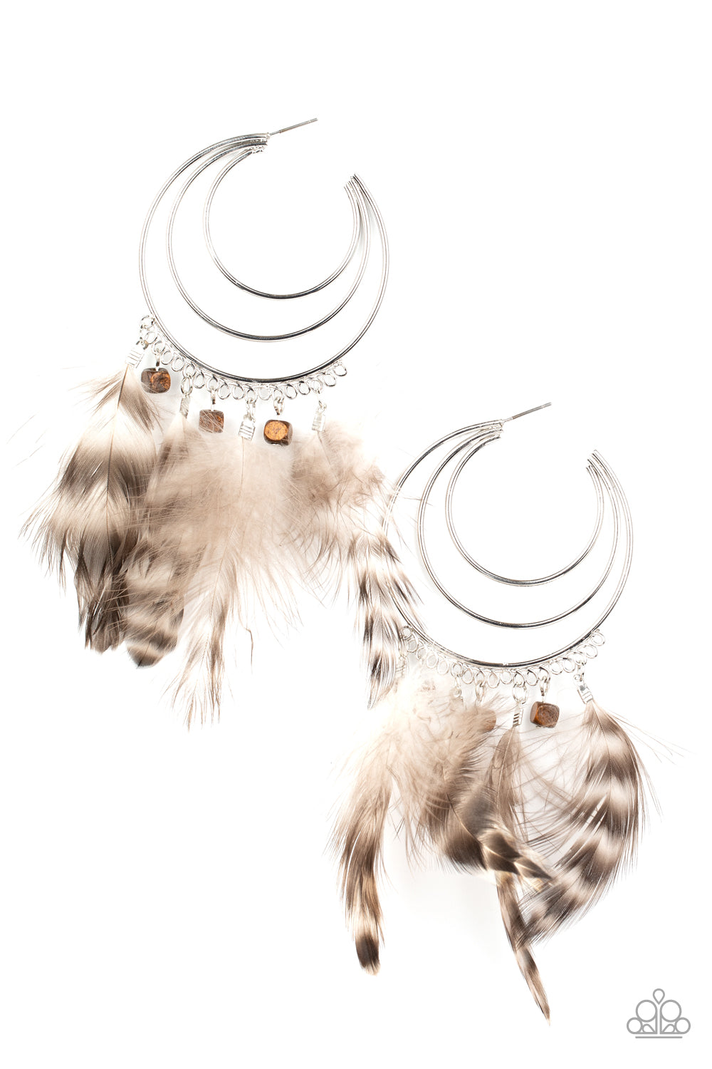 Paparazzi Accessories-Freely Free Bird Brown Feathery Earrings