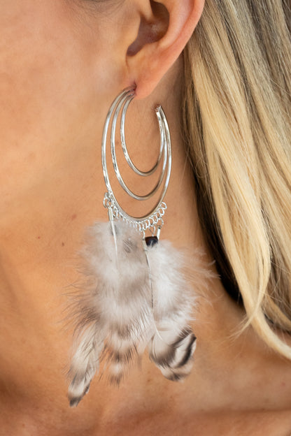 Paparazzi Accessories-Freely Free Bird Brown Feathery Earrings