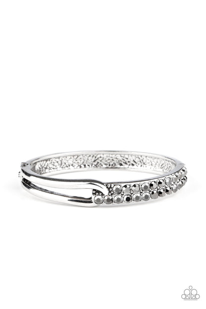 Paparazzi Accessories-Freeze! Silver Hematite Bangle Bracelet