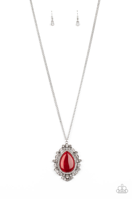 Paparazzi Accessories-Frozen Gardens Red Rhinestone Necklace Set