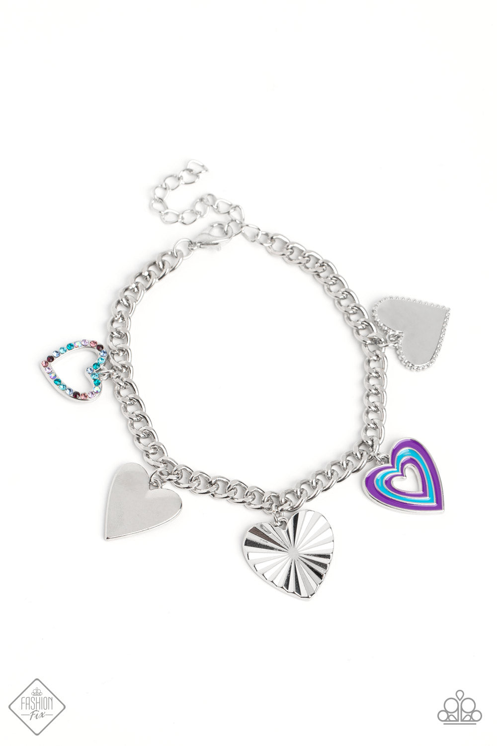 Paparazzi Accessories-Funky Forte Multi Heart Charms 2022 FF Bracelet