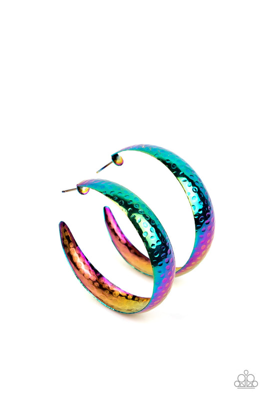 Paparazzi Accessories-Futuristic Flavor Multi Oil Spilled LOTP Hoop Earrings