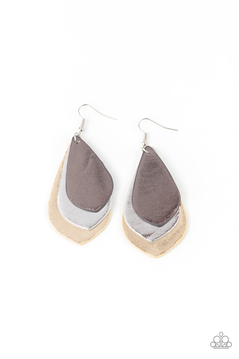 Paparazzi Accessories-GLISTEN Up! Metallic Leather Earrings