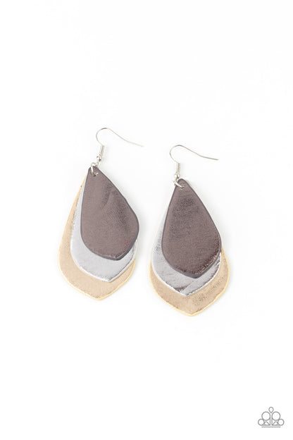 Paparazzi Accessories-GLISTEN Up! Metallic Leather Earrings