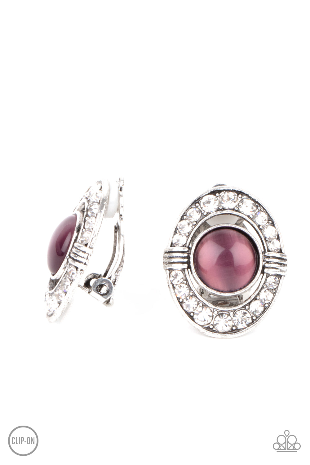 Paparazzi Accessories-GLOW of Force Purple Cat's Eye Earrings