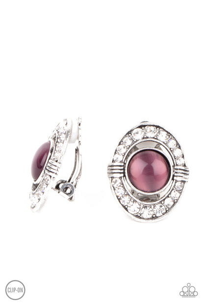 Paparazzi Accessories-GLOW of Force Purple Cat's Eye Earrings