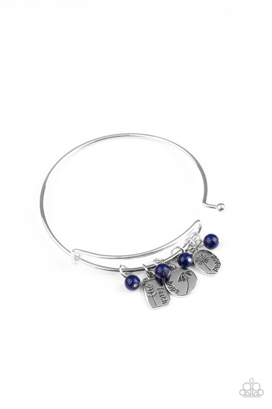 Paparazzi Accessories-GROWING Strong Blue Inspired Charm Faith, Hope, and Peace Bracelet