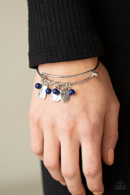 Paparazzi Accessories-GROWING Strong Blue Inspired Charm Faith, Hope, and Peace Bracelet