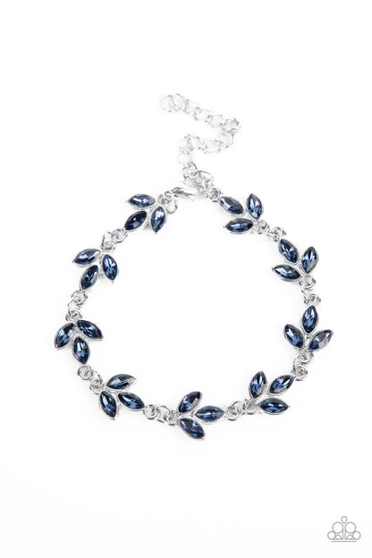 Paparazzi Accessories-Gala Garland Blue Trio Leafy Rhinestone Bracelet