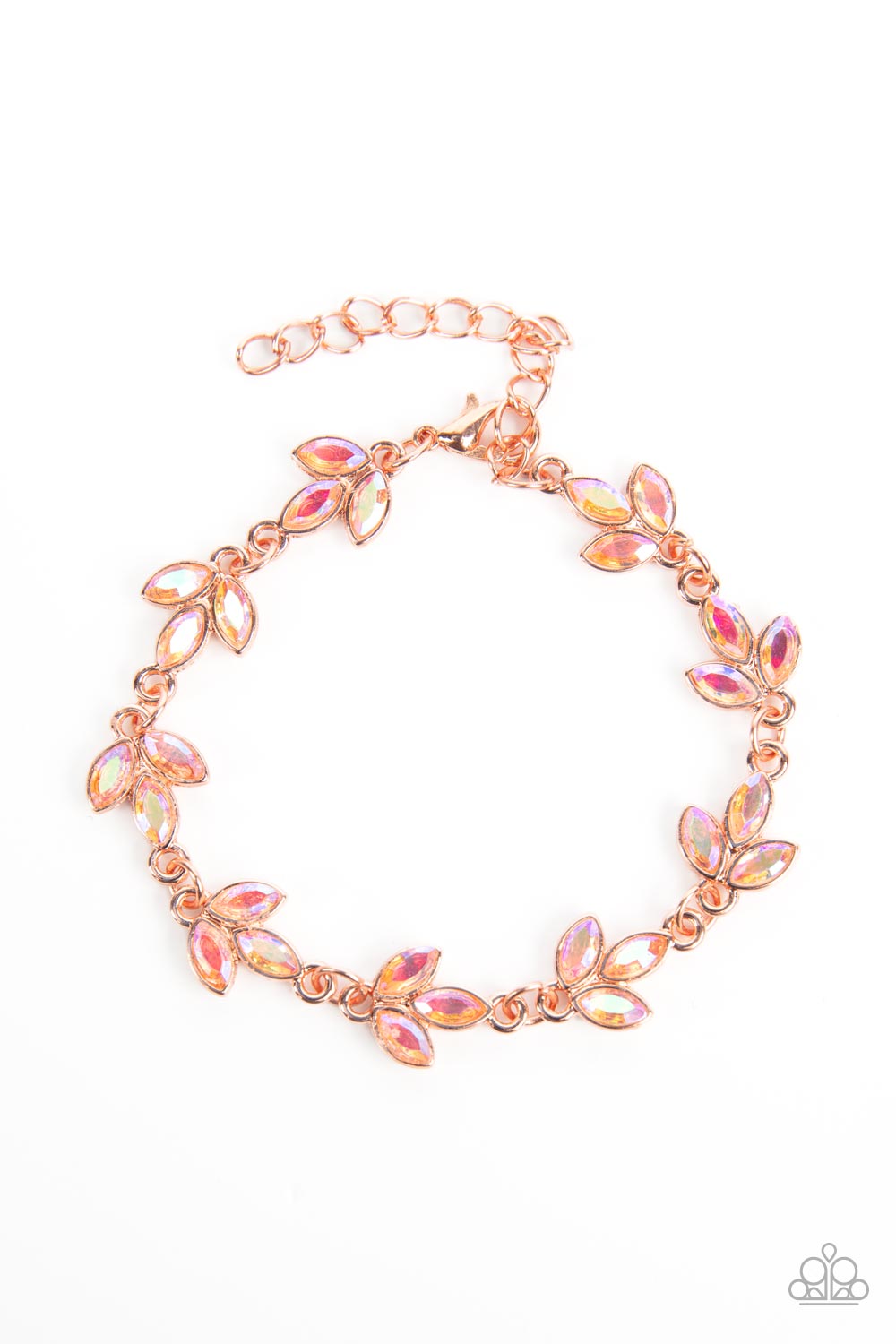 Paparazzi Accessories-Gala Garland Copper Iridescent Rhinestone Bracelet