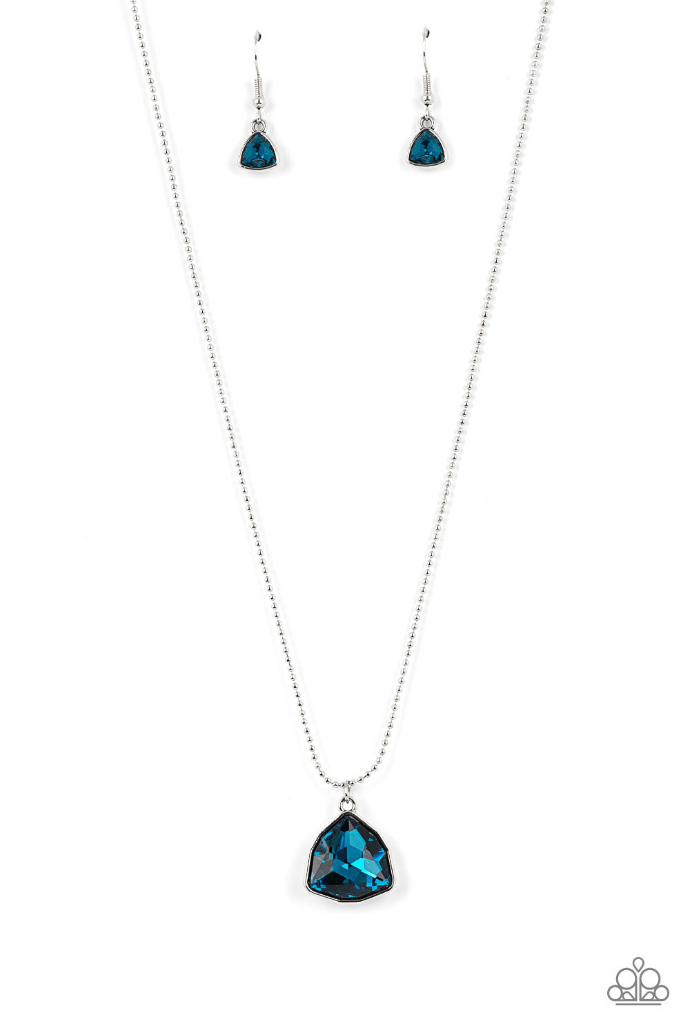 Paparazzi Accessories-Galactic Duchess Blue Asymmetrical Pendant Necklace Set