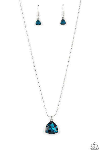 Paparazzi Accessories-Galactic Duchess Blue Asymmetrical Pendant Necklace Set