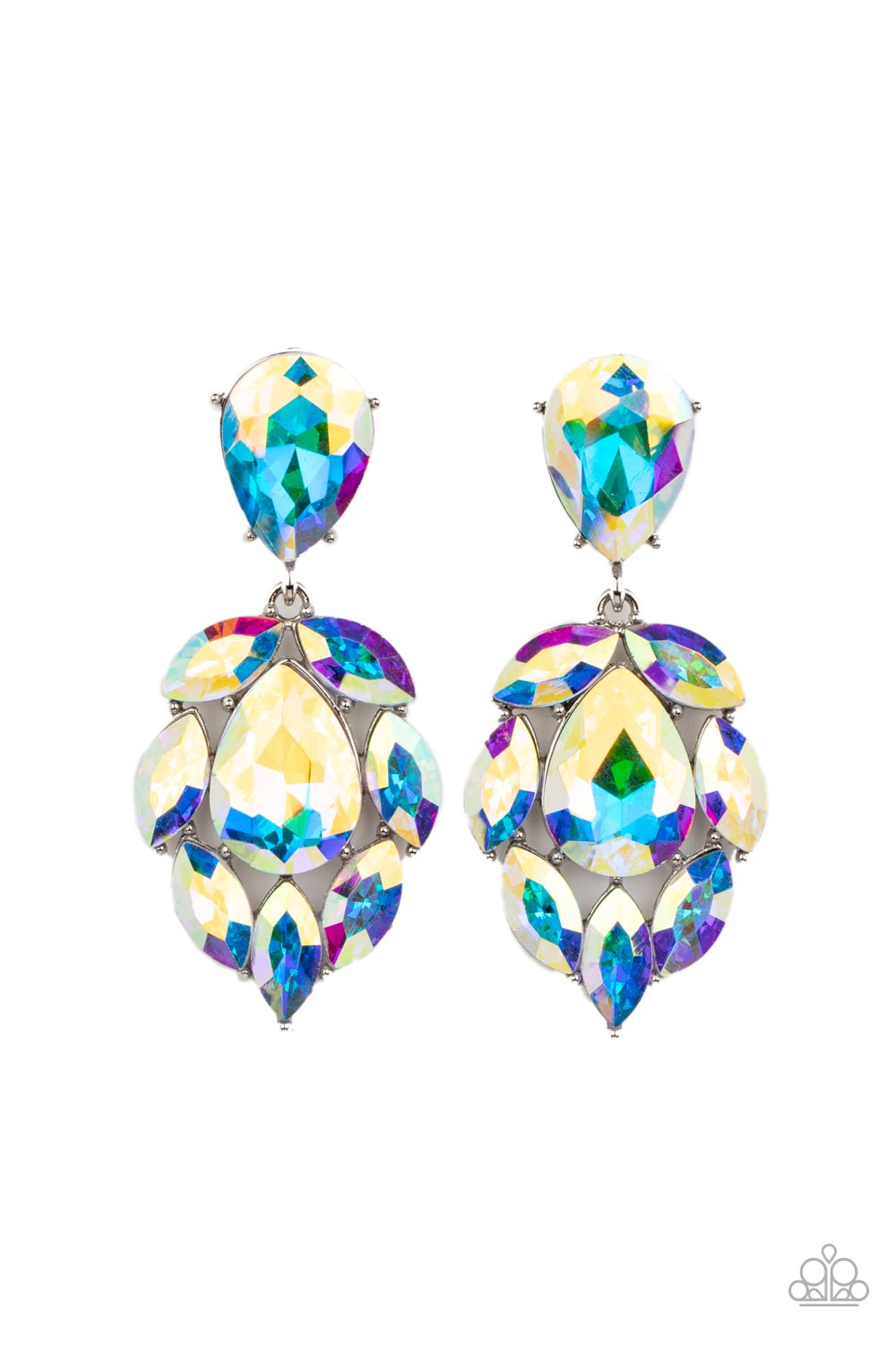 Paparazzi Accessories-Galactic Go-Getter Marquise Cut Oil Spill Teardrop Earring