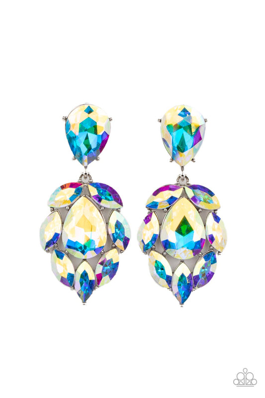 Paparazzi Accessories-Galactic Go-Getter Marquise Cut Oil Spill Teardrop Earring