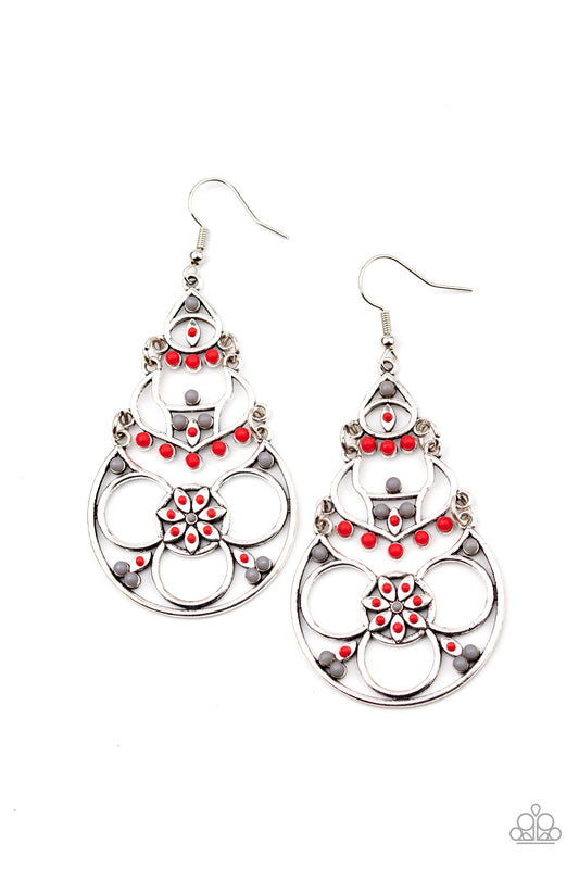 Paparazzi Accessories-Garden Melody Red Earrings