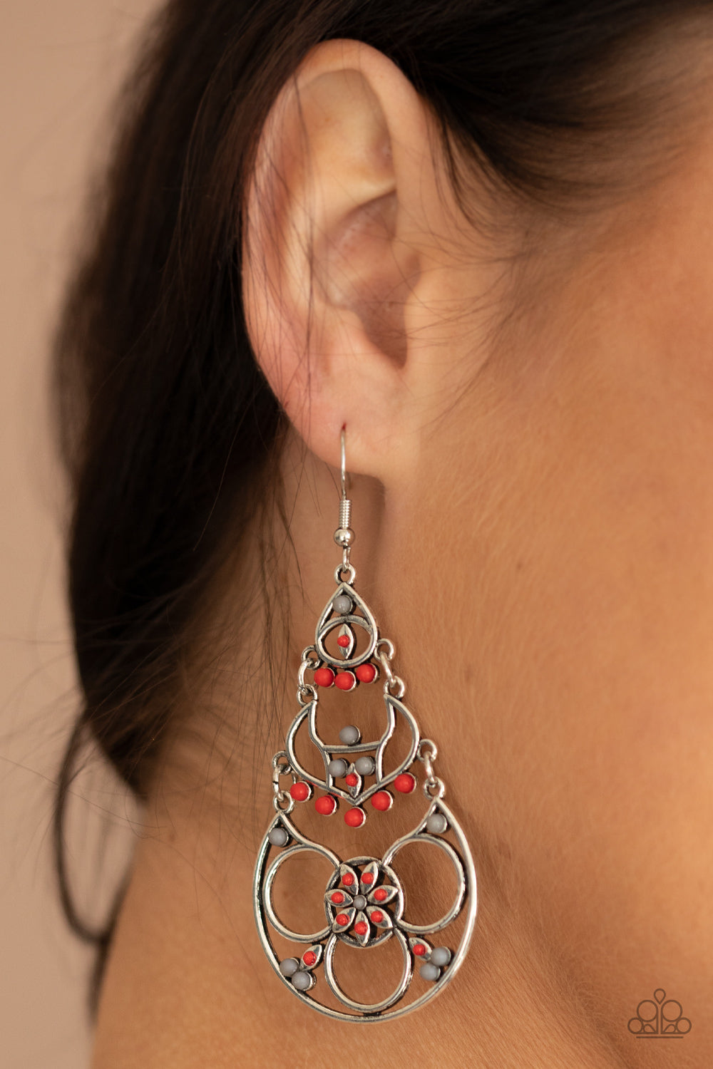 Paparazzi Accessories-Garden Melody Red Earrings