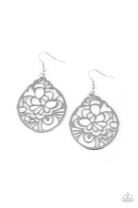 Paparazzi Accessories-Garden Mosaic Silver Earrings