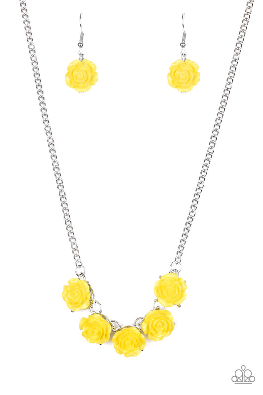 Paparazzi Accessories-Garden Party Posh Yellow Roses Necklace Set