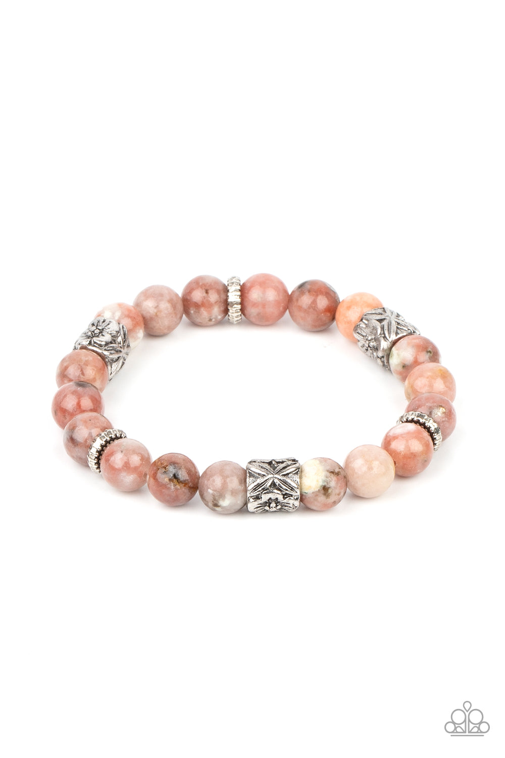 Paparazzi Accessories-Garden Zen Natural Pink Floral Bead Ring