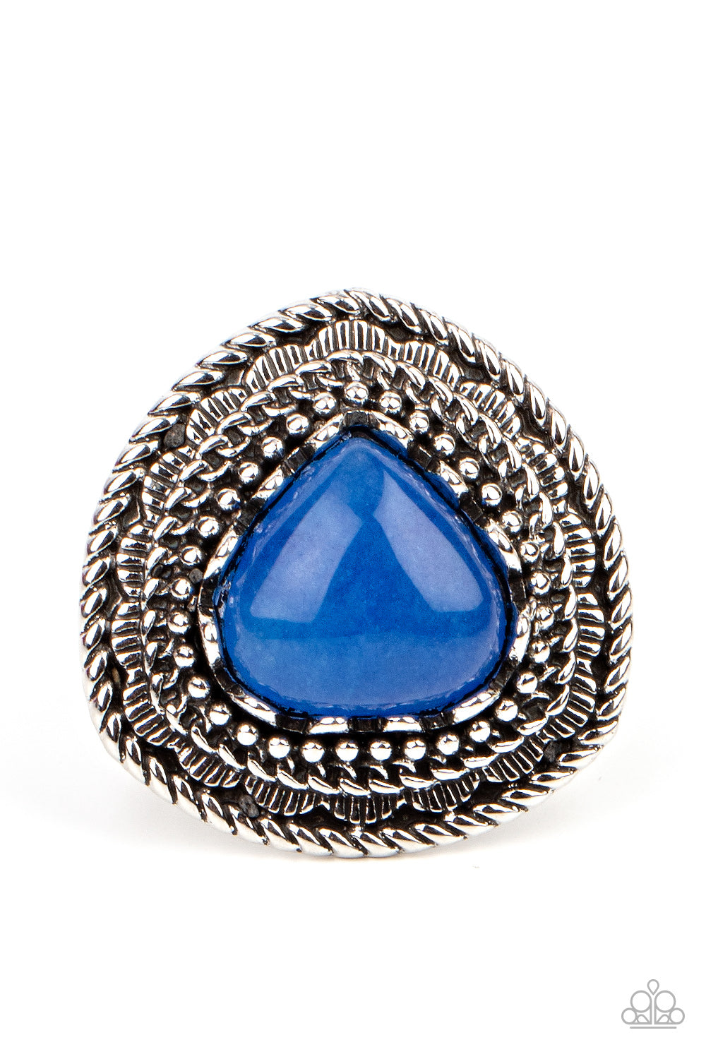 Paparazzi Accessories-Genuinely Gemstone Blue Studded Oversized Ring