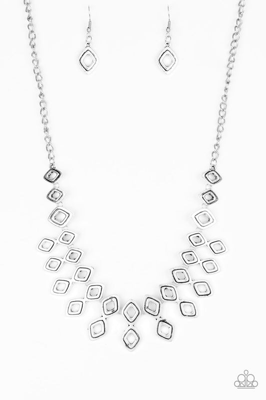 Paparazzi Accessories-Geocentric Silver Necklace Set