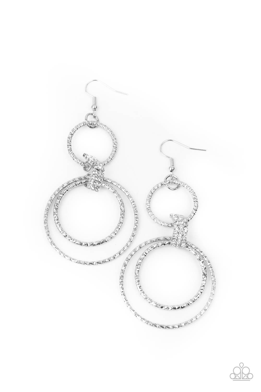 Paparazzi Accessories-Getting Hitched White Trio Hoop Earrings