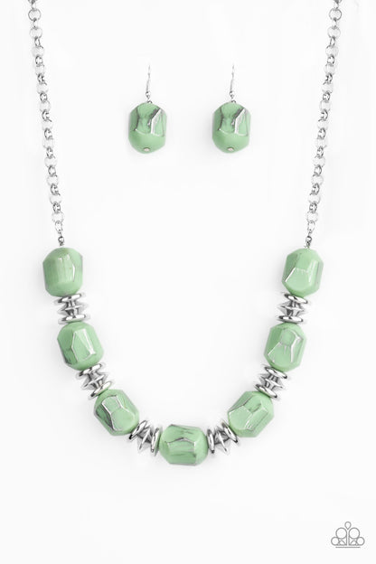 Paparazzi Accessories-Girl Grit Green Necklace Set
