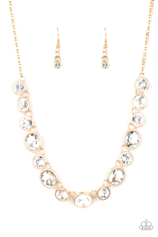 Paparazzi Accessories-Girls Gotta Glow Gold Oval Necklace Set
