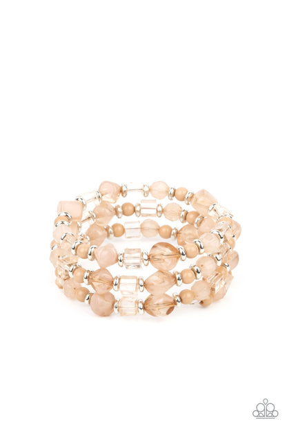 Paparazzi Accessories-Girly Girl Glimmer Brown Pebble Infinity Bracelet