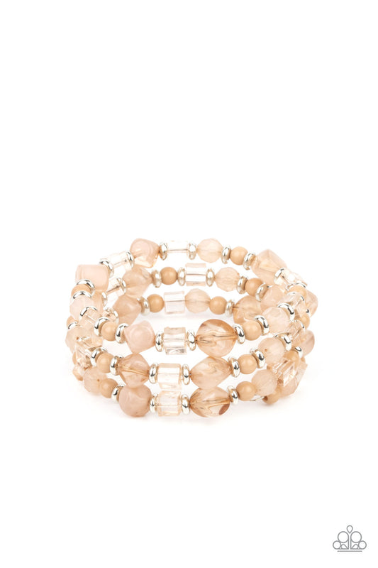 Paparazzi Accessories-Girly Girl Glimmer Brown Pebble Infinity Bracelet