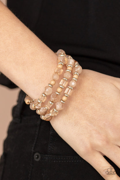 Paparazzi Accessories-Girly Girl Glimmer Brown Pebble Infinity Bracelet