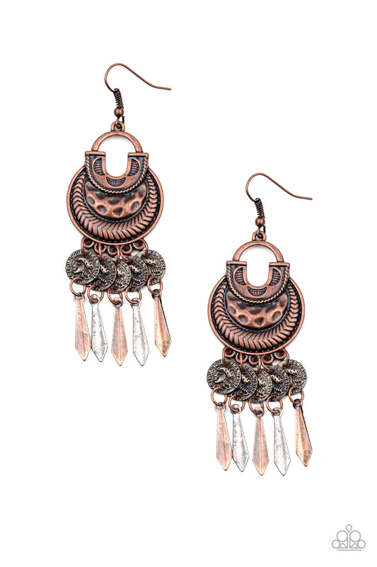 Paparazzi Accessories- Give Me Liberty Copper Earrings