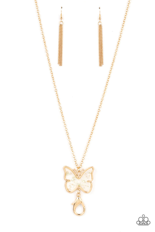 Paparazzi Accessories-Gives Me Butterflies Gold Dainty Shell Necklace Set