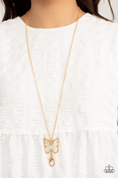 Paparazzi Accessories-Gives Me Butterflies Gold Dainty Shell Necklace Set